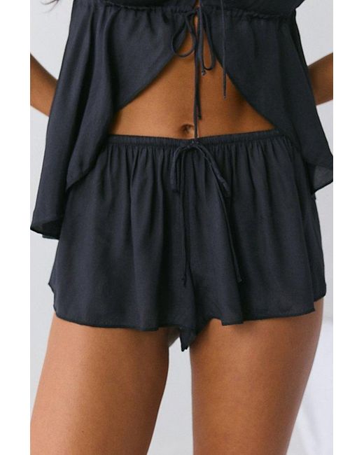 Out From Under Black Hydra Tie-Front Flyaway Cami + Micro Short Set