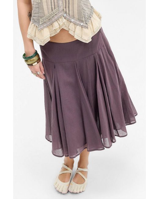 Urban Outfitters Purple Uo Olga Voile Midi Skirt