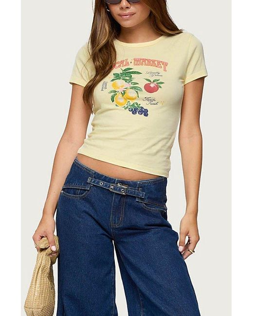 Edikted Yellow Local Market Graphic T-Shirt Top