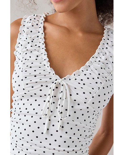 Kimchi Blue White Ella Ruched Tie-Front Cropped Tank Top