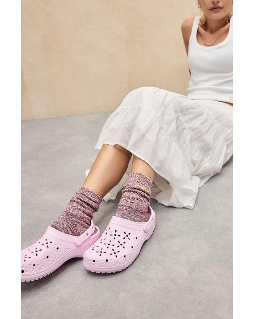 CROCSTM Pink Floral Cut Out Clogs