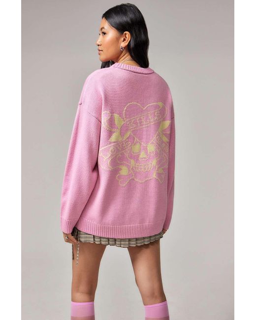 Ed Hardy Uo Exclusive Pink Love Jumper