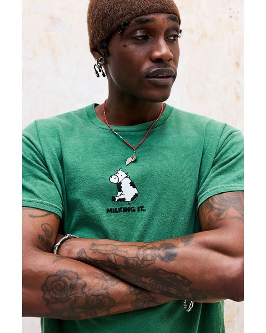 Urban Outfitters Uo Green Milking It T-shirt for men