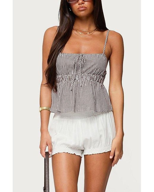 Edikted Gray Zahara Gingham Babydoll Top