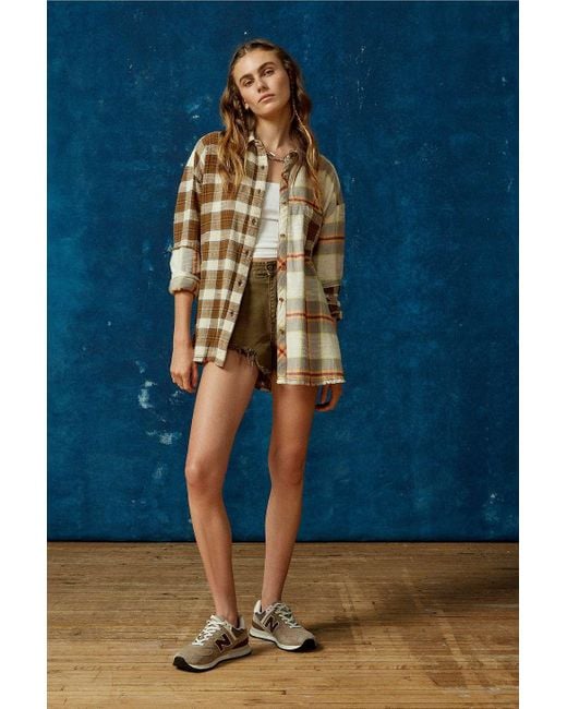 BDG Blue One Way Or Another Plaid Button-down Shirt