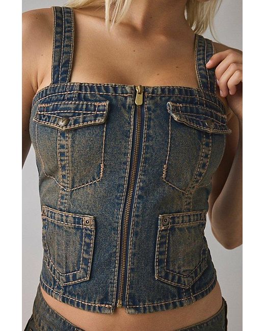 Abrand Jeans Multicolor Hillary Utility Denim Corset Top