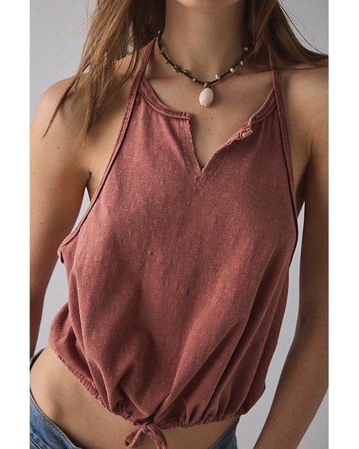 Out From Under Brown Alexa Tie-Front Racerback Tank Top