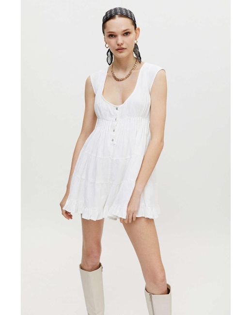 Urban Outfitters White Uo Raelynn Tie-back Romper