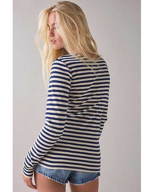 Vintage & ReMADE by UO Blue Vintage By Uo Striped Long Sleeve Tee