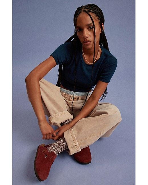 Birkenstock Red Boston Suede Clog