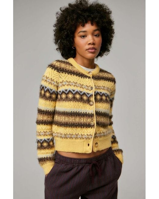 Urban Outfitters Yellow Uo Fairisle Knit Cardigan