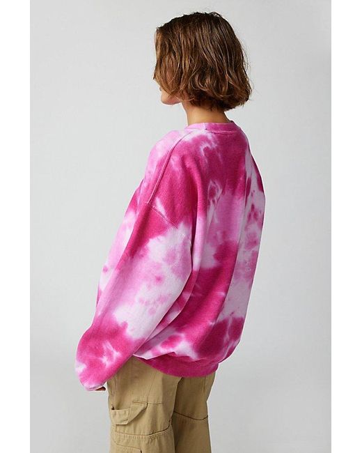 Urban Renewal Pink Remade Heart Tie-Dye Crew Neck Sweatshirt
