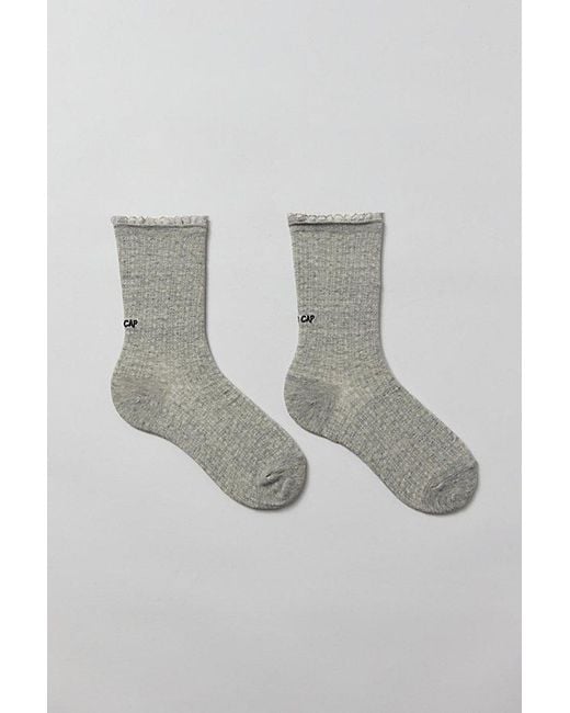 Urban Outfitters Multicolor Embroidered Pointelle Crew Sock