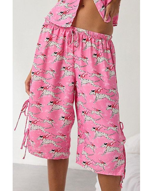 Out From Under Pink Goodnight Kiss Side-Tie Satin Long Pajama Short
