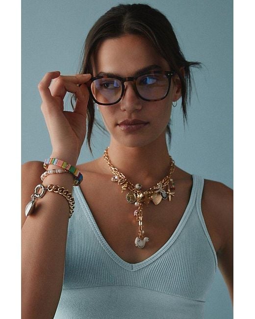 Urban Outfitters Brown Dylan Rectangle Light Glasses
