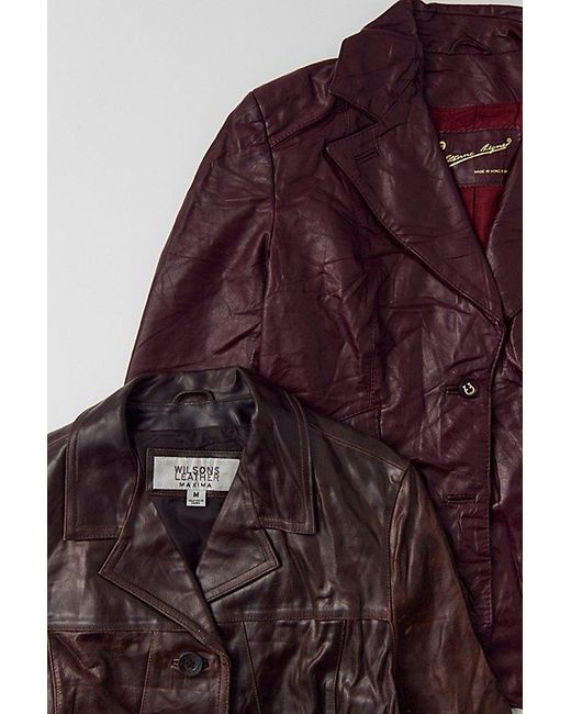 Urban Renewal Red Vintage Leather Blazer Jacket