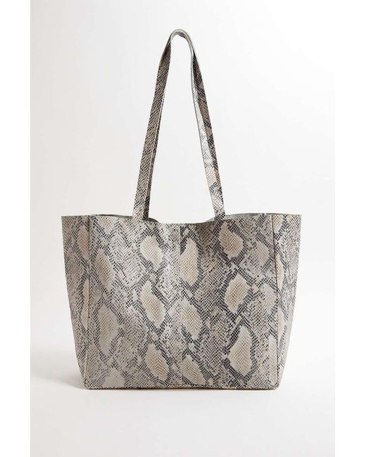 Urban Outfitters Gray Uo Snake-print Leather Tote Bag