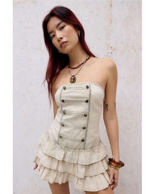 BDG White Charlie Military Bandeau Mini Dress