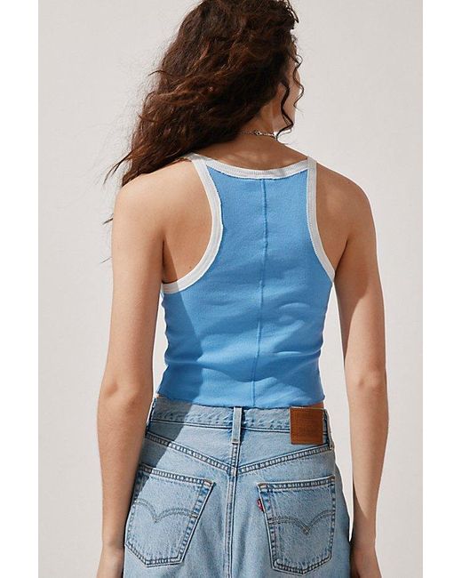 Out From Under Blue Notched Cropped Tank Top