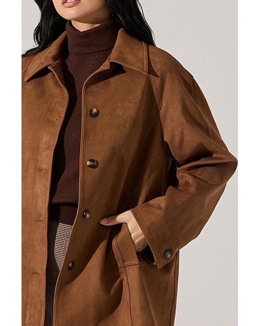 Astr Brown Presleigh Faux Suede Jacket