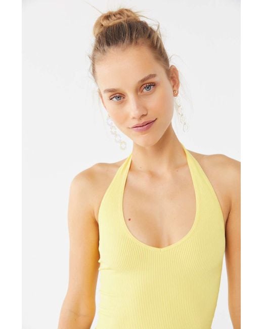 Out From Under Yellow Jackie Seamless Halter Tank Top