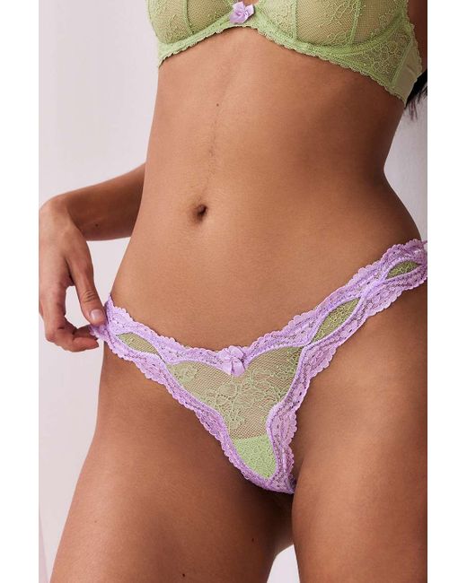 Out From Under Brown Liv Contrast Lace Thong