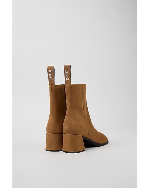 Camper Brown Kora Leather Zip-Up Ankle Boot