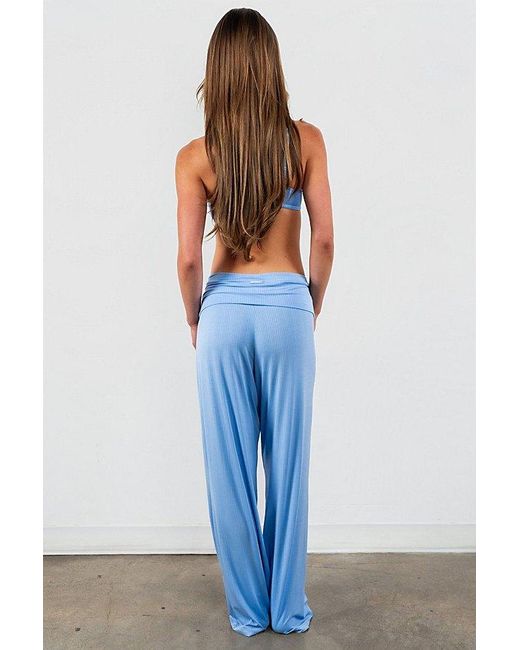 Vitaly Blue Float Rib Foldover Pant