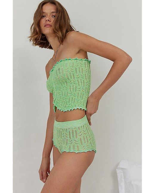 Out From Under Green Hello Sunshine Seamless Marled Knit Boyshort