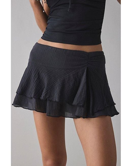 Kimchi Blue Black Ivy Tiered Ruffle Low-Rise Mini Skort