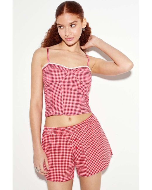 Motel Pink Leif Gingham Top