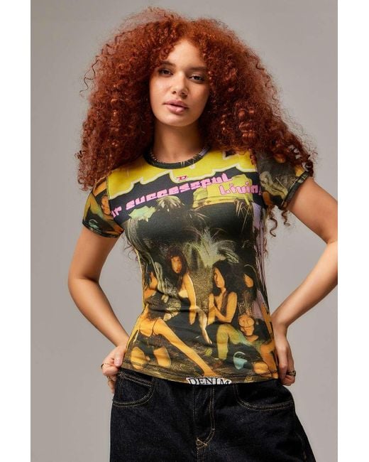 DIESEL Brown T-uncutie-long-p8 T-shirt S At Urban Outfitters