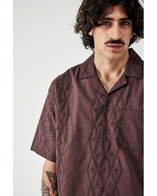 BDG Purple Brown Broderie Shirt for men