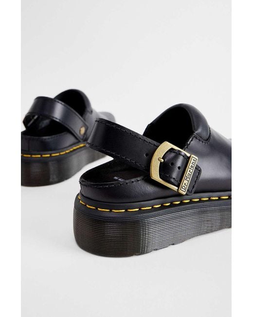 Dr. Martens Black Laketan Leather Platform Mules