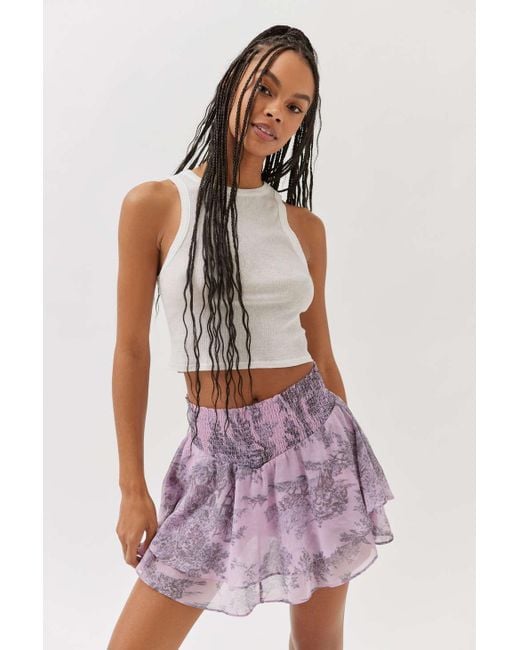Urban Outfitters Purple Uo Ciara Flowy Printed Skort In Lilac At