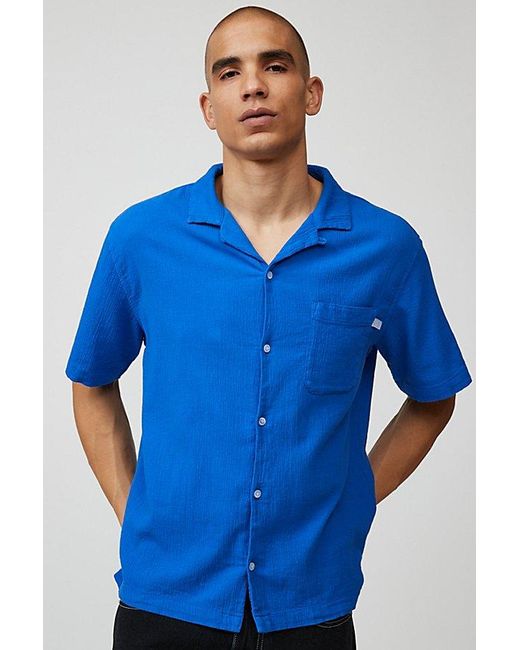 Standard Cloth Blue Liam Crinkle Cut Shirt Top for men