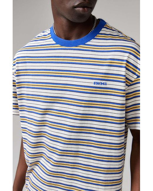 BDG Gray White & Yellow Multi-stripe T-shirt 2xs At Urban Outfitters for men