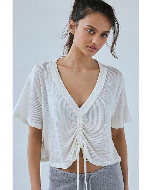Out From Under Blue Willa Cinched Tie-Front Slouchy Tee