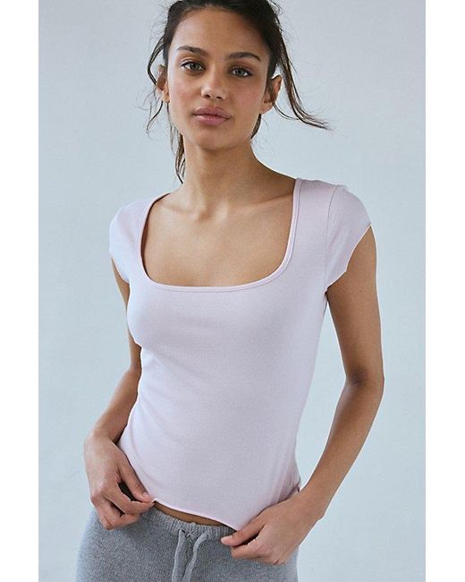 Out From Under White Essential Cotton Compression Square Neck Baby Tee