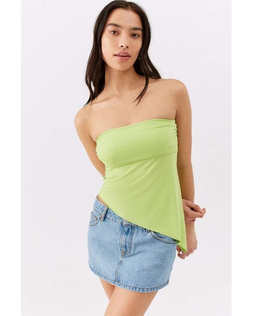 Urban Outfitters Green Uo Y2k Asymmetrical Tube Top