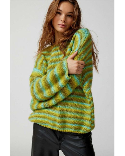 Urban Outfitters Green Uo Jamie Striped Knit Jumper Top