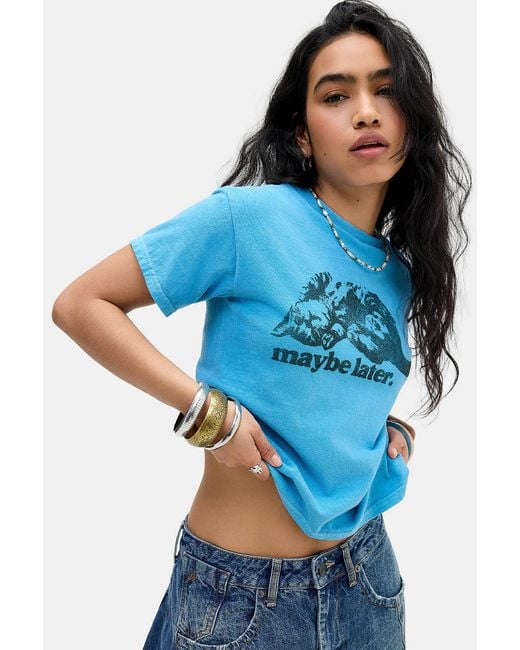 Urban Outfitters Blue Uo Maybe Later Relaxed Graphic Tee
