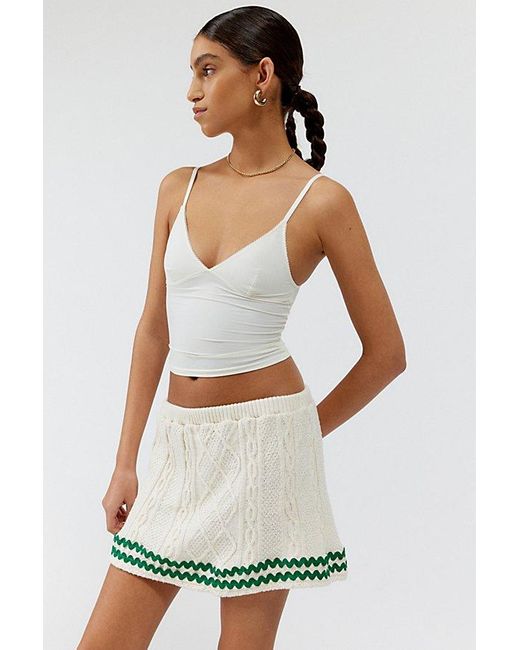 Urban Renewal White Remade Ric-Rac Cable Knit Mini Skirt