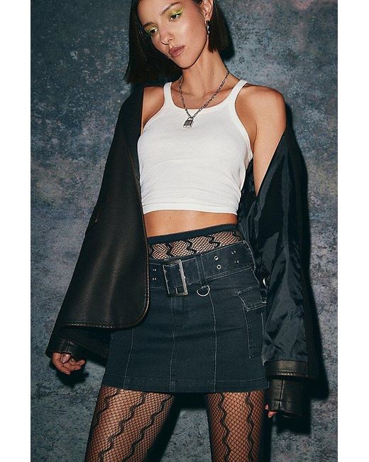 Urban Outfitters Black Uo Joan Belted Micro Mini Skirt