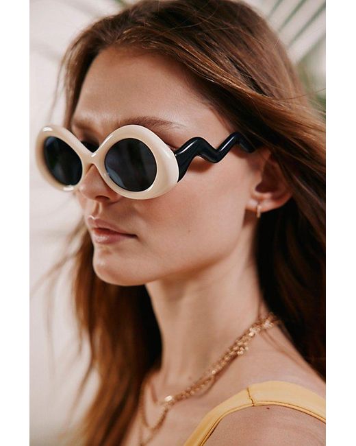 Urban Outfitters Brown Birdie Wavy Round Sunglasses