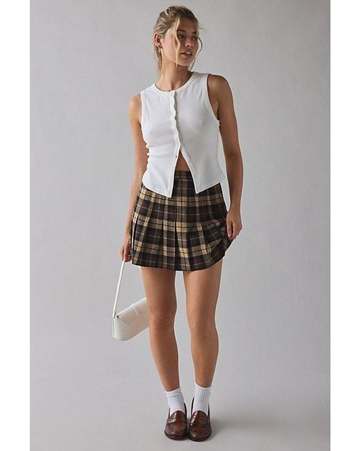 Vintage & ReMADE by UO Natural Vintage By Uo Plaid Mini Skirt