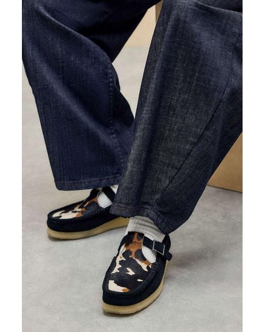 Clarks Blue Wallabee Cow Print T-bar Shoes Uk 6 At Urban Outfitters