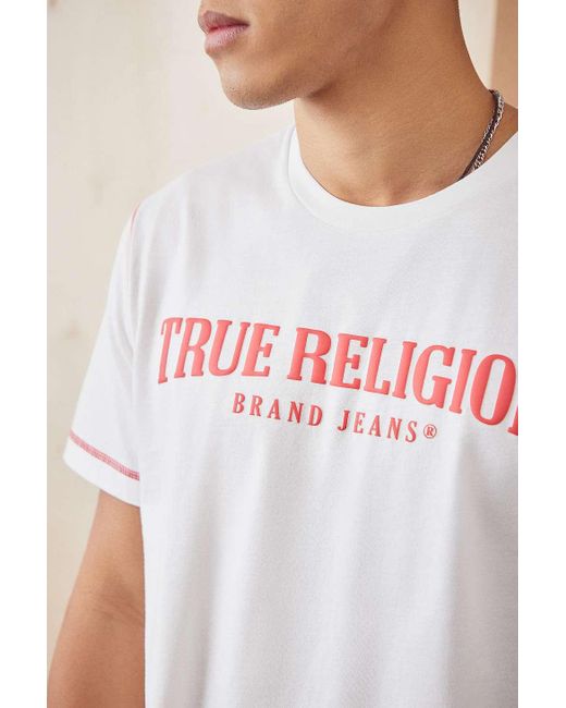 True Religion White Contrast Flatlock Stitch T-shirt for men