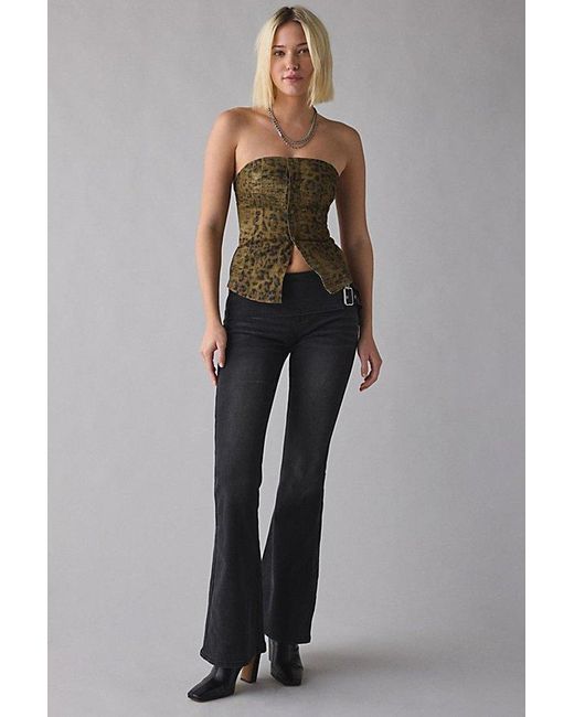 Urban Outfitters Green Uo Riley Strapless Seamed Denim Tube Top