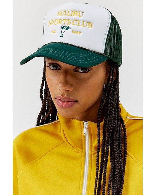 Urban Outfitters Green Malibu Sports Club Palm Trucker Hat